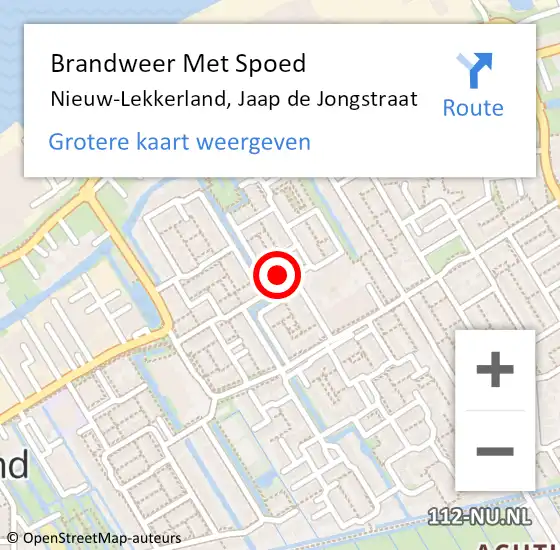 Locatie op kaart van de 112 melding: Brandweer Met Spoed Naar Nieuw-Lekkerland, Jaap de Jongstraat op 24 september 2022 11:34