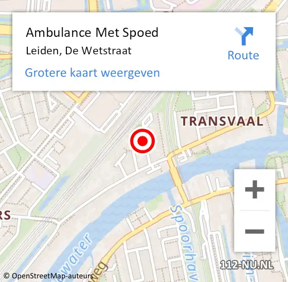 Locatie op kaart van de 112 melding: Ambulance Met Spoed Naar Leiden, De Wetstraat op 24 september 2022 11:37