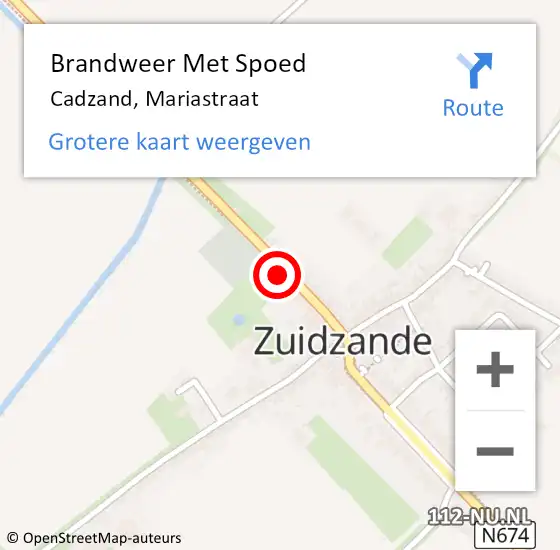 Locatie op kaart van de 112 melding: Brandweer Met Spoed Naar Cadzand, Mariastraat op 24 september 2022 11:38