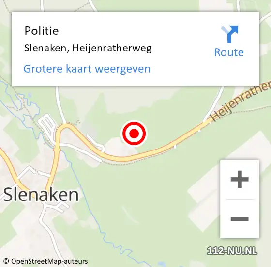 Locatie op kaart van de 112 melding: Politie Slenaken, Heijenratherweg op 24 september 2022 11:42