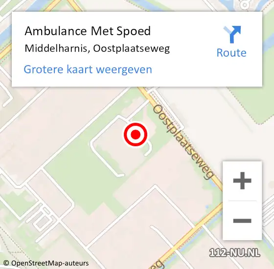 Locatie op kaart van de 112 melding: Ambulance Met Spoed Naar Middelharnis, Oostplaatseweg op 24 september 2022 11:48