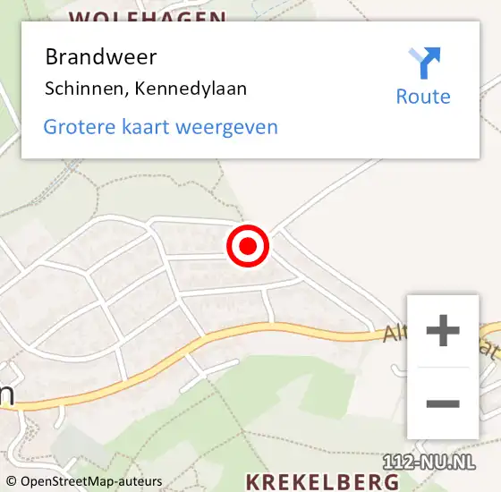 Locatie op kaart van de 112 melding: Brandweer Schinnen, Kennedylaan op 30 juli 2014 10:53