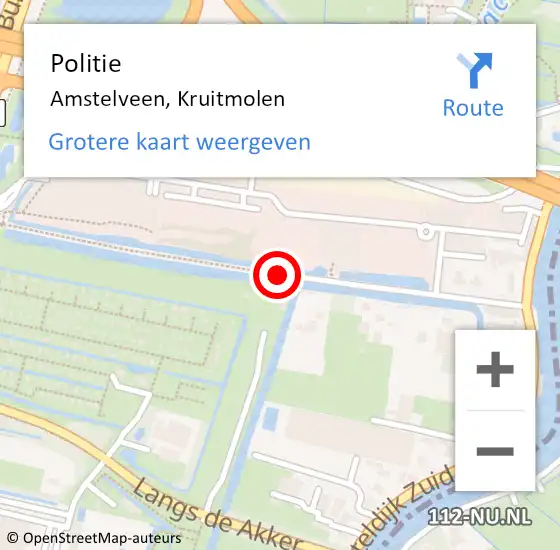 Locatie op kaart van de 112 melding: Politie Amstelveen, Kruitmolen op 30 juli 2014 10:54