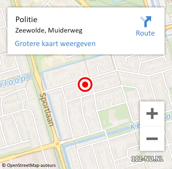 Locatie op kaart van de 112 melding: Politie Zeewolde, Muiderweg op 24 september 2022 11:59