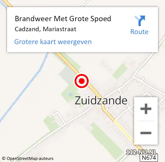 Locatie op kaart van de 112 melding: Brandweer Met Grote Spoed Naar Cadzand, Mariastraat op 24 september 2022 12:03