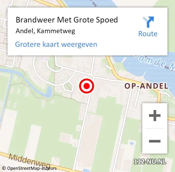 Locatie op kaart van de 112 melding: Brandweer Met Grote Spoed Naar Andel, Kammetweg op 24 september 2022 12:03