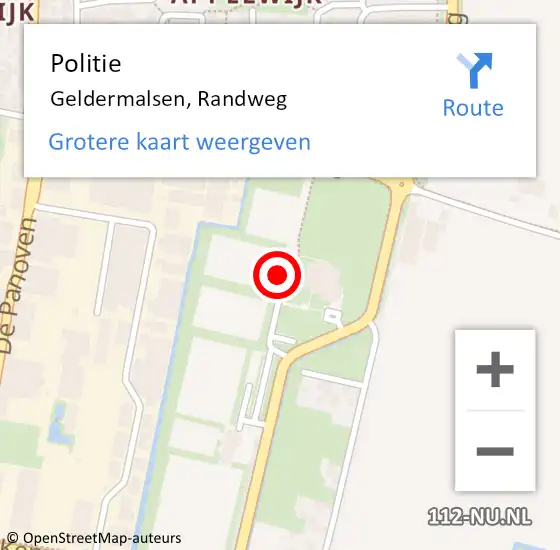 Locatie op kaart van de 112 melding: Politie Geldermalsen, Randweg op 24 september 2022 12:05