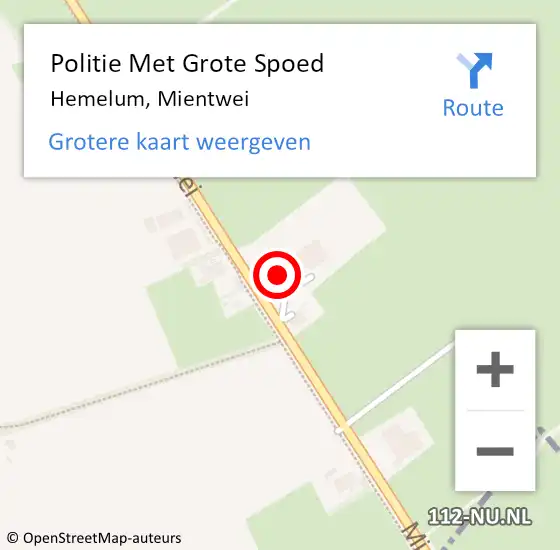 Locatie op kaart van de 112 melding: Politie Met Grote Spoed Naar Hemelum, Mientwei op 24 september 2022 12:09