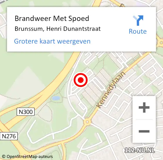 Locatie op kaart van de 112 melding: Brandweer Met Spoed Naar Brunssum, Henri Dunantstraat op 24 september 2022 12:17