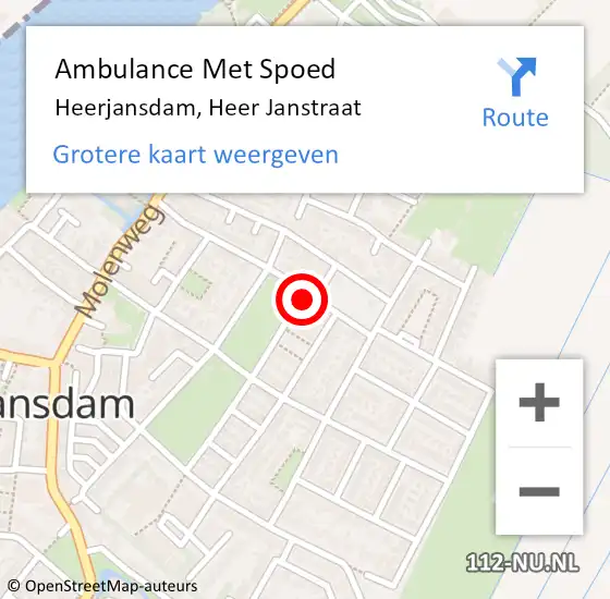 Locatie op kaart van de 112 melding: Ambulance Met Spoed Naar Heerjansdam, Heer Janstraat op 24 september 2022 12:23