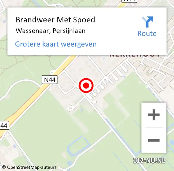 Locatie op kaart van de 112 melding: Brandweer Met Spoed Naar Wassenaar, Persijnlaan op 24 september 2022 12:33