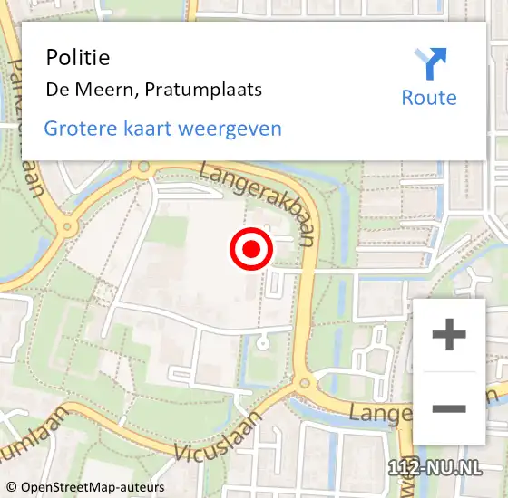 Locatie op kaart van de 112 melding: Politie De Meern, Pratumplaats op 24 september 2022 12:46