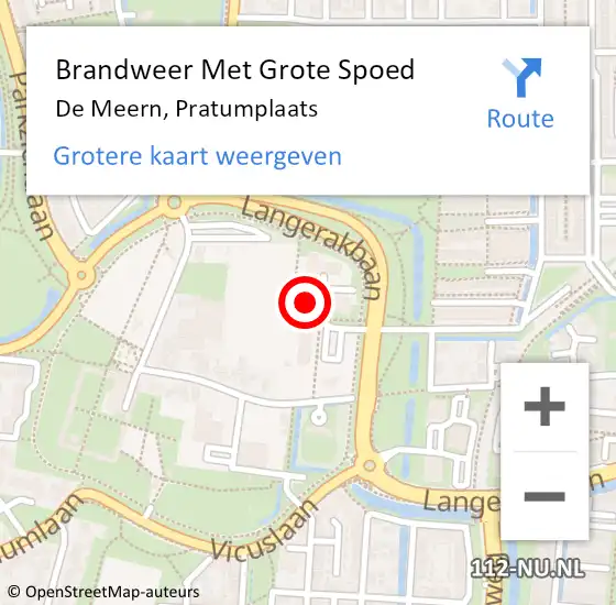 Locatie op kaart van de 112 melding: Brandweer Met Grote Spoed Naar De Meern, Pratumplaats op 24 september 2022 12:49