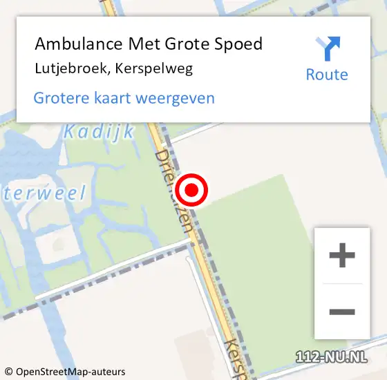 Locatie op kaart van de 112 melding: Ambulance Met Grote Spoed Naar Lutjebroek, Kerspelweg op 24 september 2022 12:53