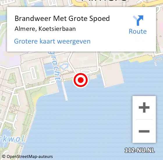 Locatie op kaart van de 112 melding: Brandweer Met Grote Spoed Naar Almere, Koetsierbaan op 24 september 2022 12:56