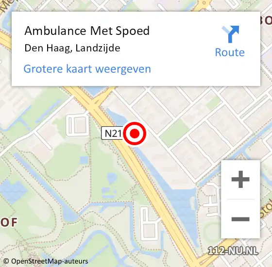 Locatie op kaart van de 112 melding: Ambulance Met Spoed Naar Den Haag, Landzijde op 24 september 2022 13:07