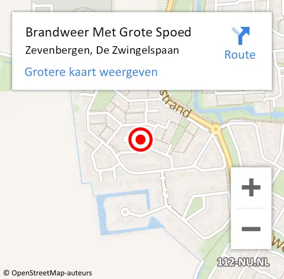 Locatie op kaart van de 112 melding: Brandweer Met Grote Spoed Naar Zevenbergen, De Zwingelspaan op 24 september 2022 13:13