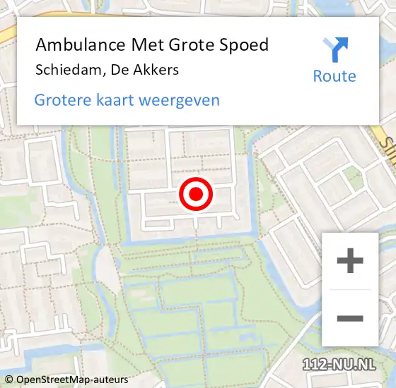 Locatie op kaart van de 112 melding: Ambulance Met Grote Spoed Naar Schiedam, De Akkers op 24 september 2022 13:29