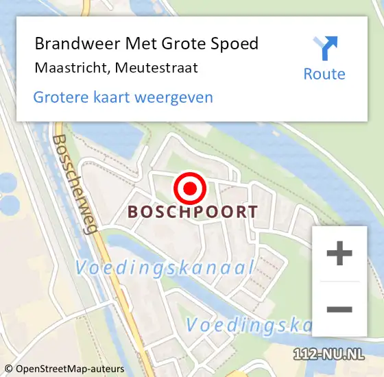 Locatie op kaart van de 112 melding: Brandweer Met Grote Spoed Naar Maastricht, Meutestraat op 24 september 2022 13:31