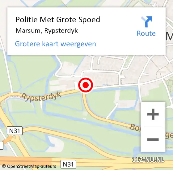 Locatie op kaart van de 112 melding: Politie Met Grote Spoed Naar Marsum, Rypsterdyk op 24 september 2022 13:38