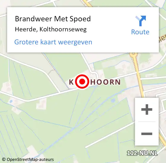 Locatie op kaart van de 112 melding: Brandweer Met Spoed Naar Heerde, Kolthoornseweg op 24 september 2022 13:48