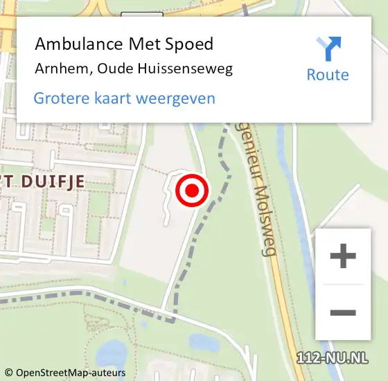 Locatie op kaart van de 112 melding: Ambulance Met Spoed Naar Arnhem, Oude Huissenseweg op 24 september 2022 13:49