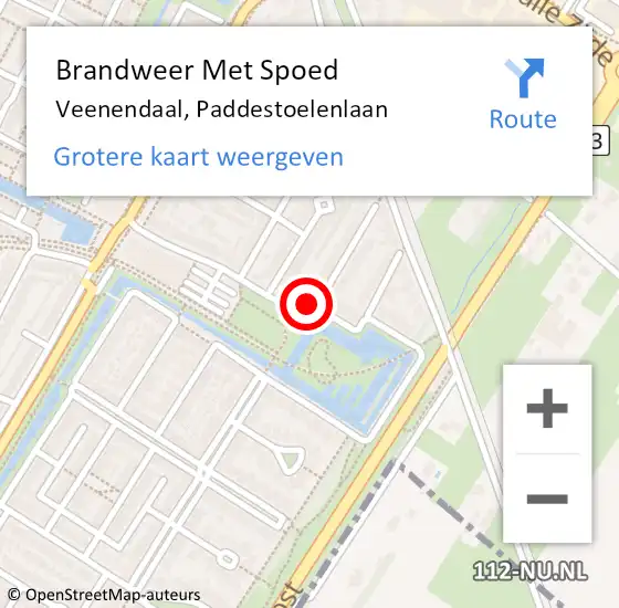 Locatie op kaart van de 112 melding: Brandweer Met Spoed Naar Veenendaal, Paddestoelenlaan op 24 september 2022 13:50