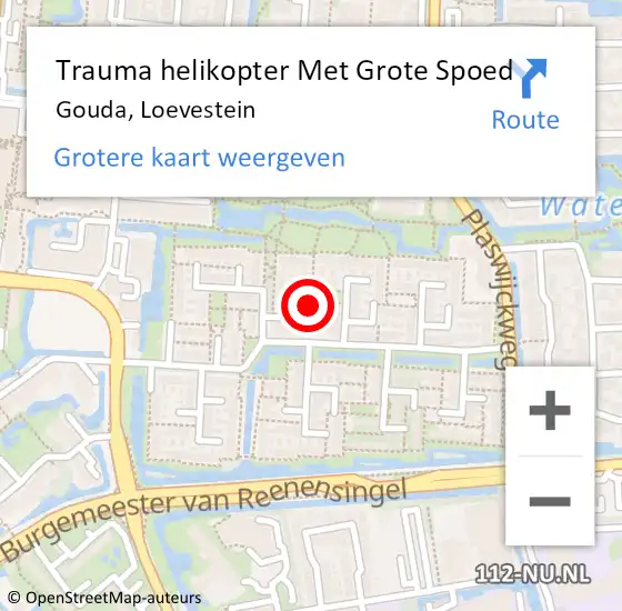 Locatie op kaart van de 112 melding: Trauma helikopter Met Grote Spoed Naar Gouda, Loevestein op 24 september 2022 13:51