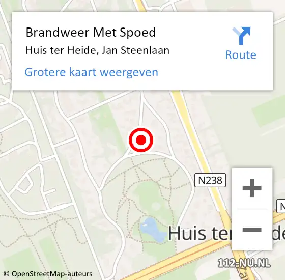 Locatie op kaart van de 112 melding: Brandweer Met Spoed Naar Huis ter Heide, Jan Steenlaan op 24 september 2022 14:04