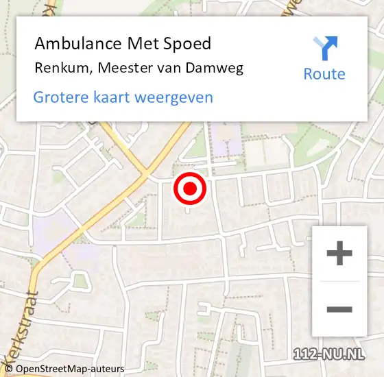 Locatie op kaart van de 112 melding: Ambulance Met Spoed Naar Renkum, Meester van Damweg op 24 september 2022 14:05