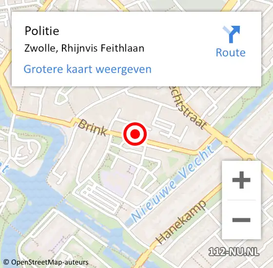 Locatie op kaart van de 112 melding: Politie Zwolle, Rhijnvis Feithlaan op 24 september 2022 14:36