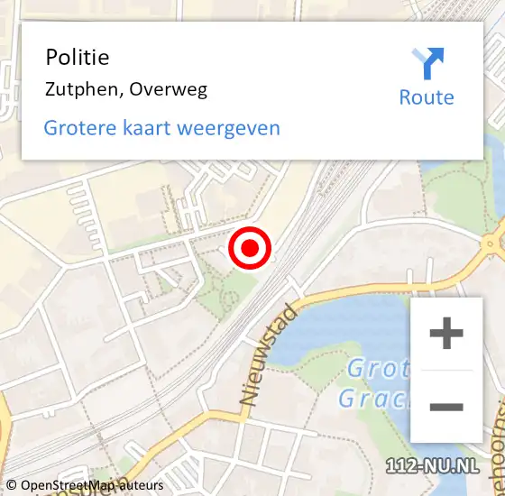 Locatie op kaart van de 112 melding: Politie Zutphen, Overweg op 24 september 2022 14:39