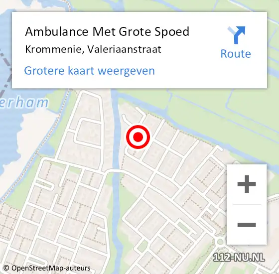 Locatie op kaart van de 112 melding: Ambulance Met Grote Spoed Naar Krommenie, Valeriaanstraat op 24 september 2022 14:49