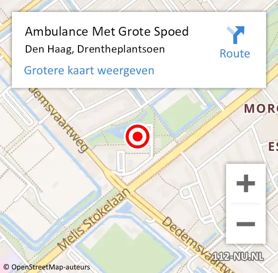 Locatie op kaart van de 112 melding: Ambulance Met Grote Spoed Naar Den Haag, Drentheplantsoen op 24 september 2022 15:19