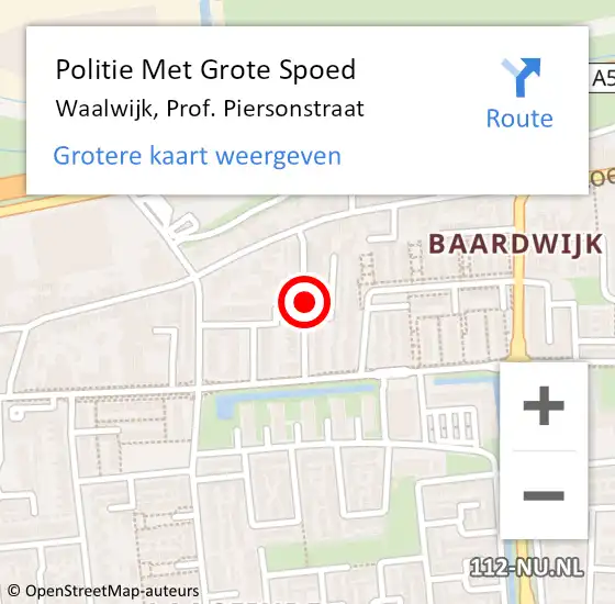 Locatie op kaart van de 112 melding: Politie Met Grote Spoed Naar Waalwijk, Prof. Piersonstraat op 24 september 2022 15:20