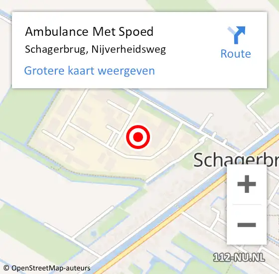 Locatie op kaart van de 112 melding: Ambulance Met Spoed Naar Schagerbrug, Nijverheidsweg op 24 september 2022 15:22