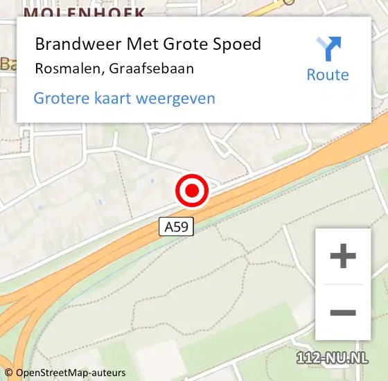 Locatie op kaart van de 112 melding: Brandweer Met Grote Spoed Naar Rosmalen, Graafsebaan op 24 september 2022 15:42