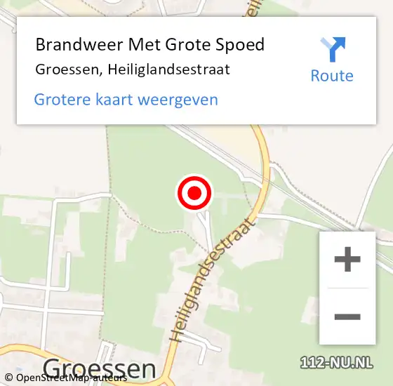 Locatie op kaart van de 112 melding: Brandweer Met Grote Spoed Naar Groessen, Heiliglandsestraat op 24 september 2022 15:56