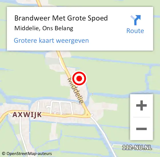 Locatie op kaart van de 112 melding: Brandweer Met Grote Spoed Naar Middelie, Ons Belang op 30 juli 2014 11:12