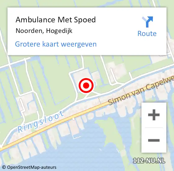 Locatie op kaart van de 112 melding: Ambulance Met Spoed Naar Noorden, Hogedijk op 24 september 2022 16:10