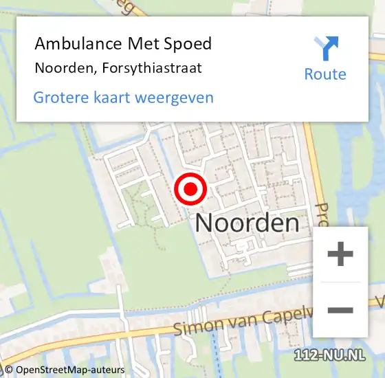 Locatie op kaart van de 112 melding: Ambulance Met Spoed Naar Noorden, Forsythiastraat op 24 september 2022 16:19