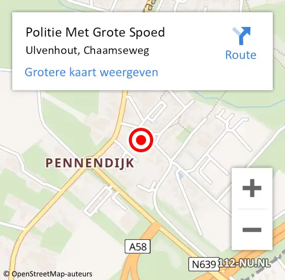 Locatie op kaart van de 112 melding: Politie Met Grote Spoed Naar Ulvenhout, Chaamseweg op 24 september 2022 16:50