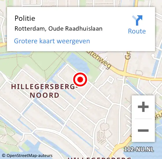 Locatie op kaart van de 112 melding: Politie Rotterdam, Oude Raadhuislaan op 24 september 2022 16:51