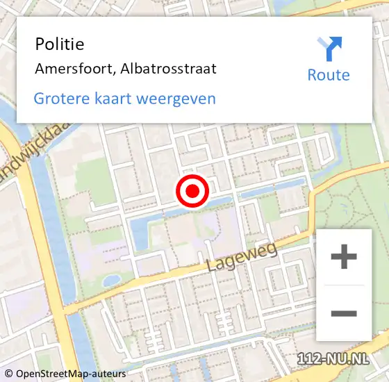 Locatie op kaart van de 112 melding: Politie Amersfoort, Albatrosstraat op 24 september 2022 16:59