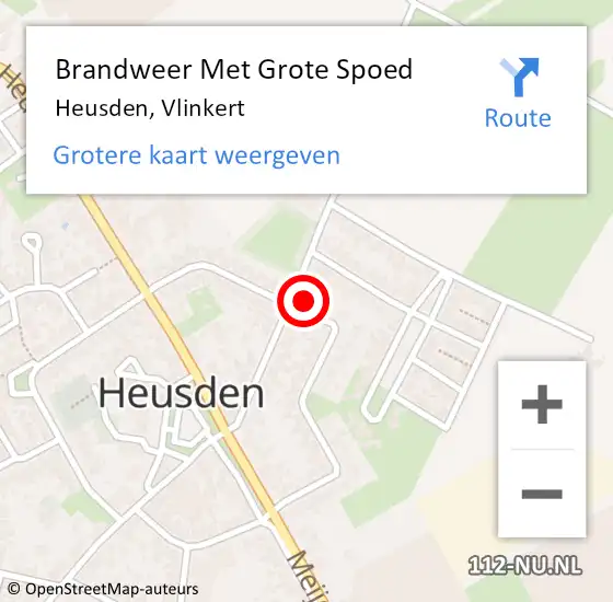 Locatie op kaart van de 112 melding: Brandweer Met Grote Spoed Naar Heusden, Vlinkert op 24 september 2022 17:03