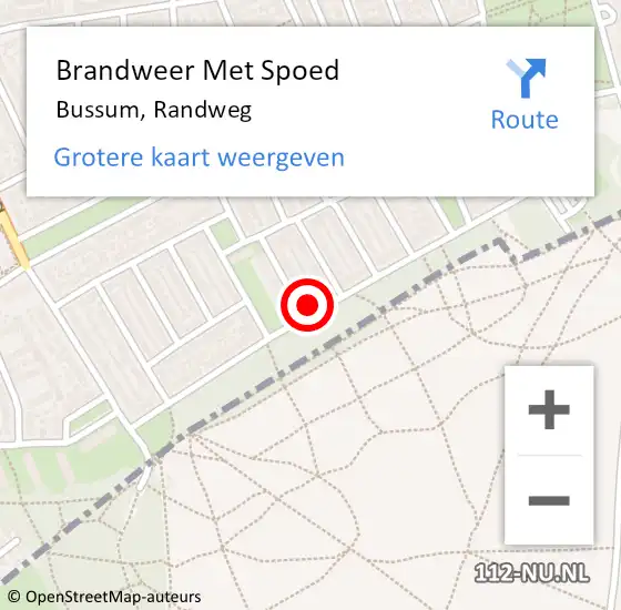 Locatie op kaart van de 112 melding: Brandweer Met Spoed Naar Bussum, Randweg op 24 september 2022 17:11