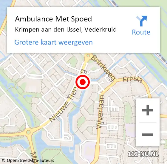 Locatie op kaart van de 112 melding: Ambulance Met Spoed Naar Krimpen aan den IJssel, Vederkruid op 24 september 2022 17:13