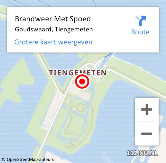 Locatie op kaart van de 112 melding: Brandweer Met Spoed Naar Goudswaard, Tiengemeten op 24 september 2022 17:30