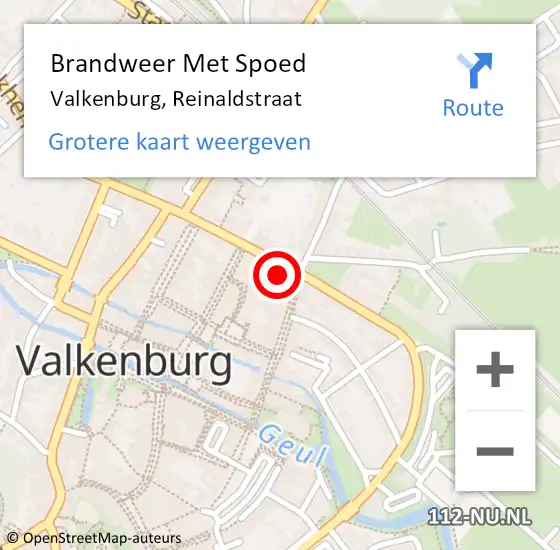 Locatie op kaart van de 112 melding: Brandweer Met Spoed Naar Valkenburg, Reinaldstraat op 24 september 2022 17:32