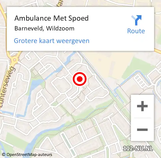 Locatie op kaart van de 112 melding: Ambulance Met Spoed Naar Barneveld, Wildzoom op 24 september 2022 17:40